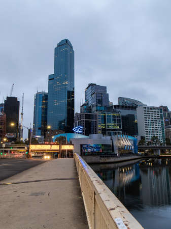 Melbourne, Australia - April 3, 2022: Melbourne Aquarium and tall CBD building around.のeditorial素材
