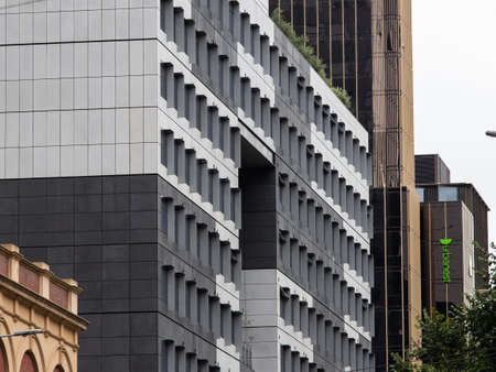 Melbourne, Australia - April 3, 2022: White and grey building facade.のeditorial素材