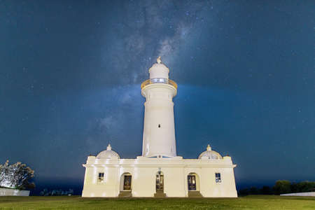 Rising milky way galaxy at Macquarie Lighthouse, Sydney, Australia.の写真素材