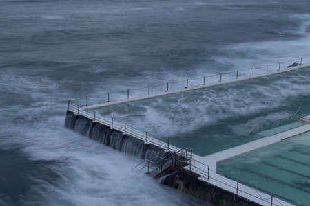 Sydney, Australia - February 27, 2022: Empty Bondi Icerbergs pool in the morningのeditorial素材