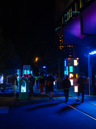 Sydney, Australia - May 27, 2022: Mirrored city installation for Vivid Sydney.のeditorial素材
