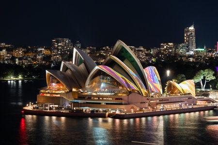 Sydney, Australia - June 6, 2022: Sydney Opera House illuminated for Vivid Sydney.のeditorial素材