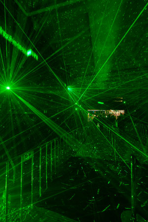 Sydney, Australia - June 8, 2022: Green laser installation for Vivid Sydney.のeditorial素材