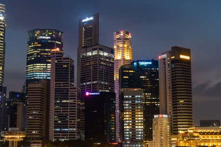 Singapore - May 21, 2022: Singapore skyscrapers view at dusk time.のeditorial素材