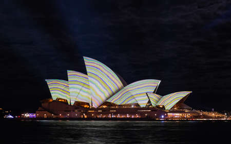 Sydney, Australia - June 15, 2022: Strip pattern on Sydney Opera House.のeditorial素材