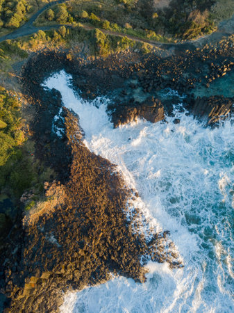 Top down view of Bombo Quarry, Australia.の写真素材