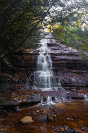 Katoomba cascade with decent water flow.の写真素材