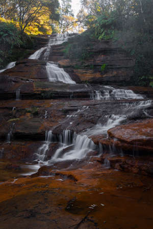 Close-up view of Katoomba cascade in Blue Mountains, Australia.の写真素材