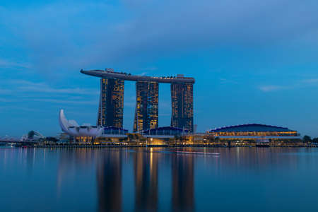 Singapore - May 22, 2022: Sunset view at Marina Bay Sands.のeditorial素材