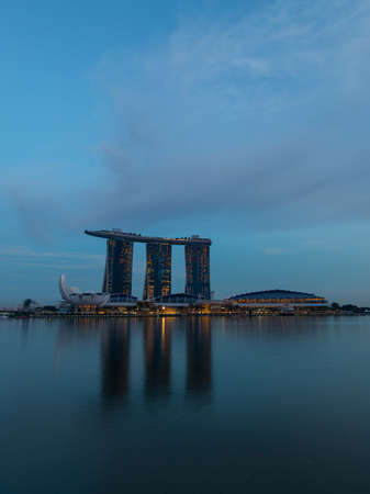Singapore - May 22, 2022: Sunset view at Marina Bay Sands.のeditorial素材