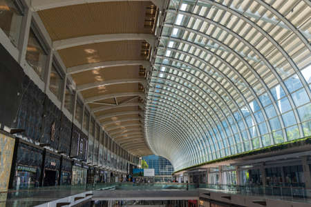 Singapore - May 24, 2022: Curve ceiling view at Marina Bay Sands during the day.のeditorial素材