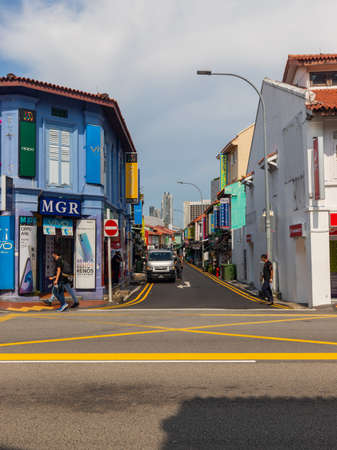Singapore - May 24, 2022: Street view of Little India area during the day.のeditorial素材