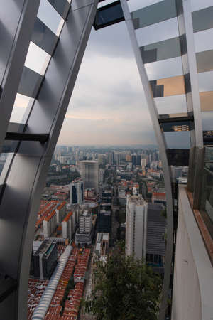 Singapore - May 20, 2022: Singapore city view from Capita Spring rooftop.のeditorial素材