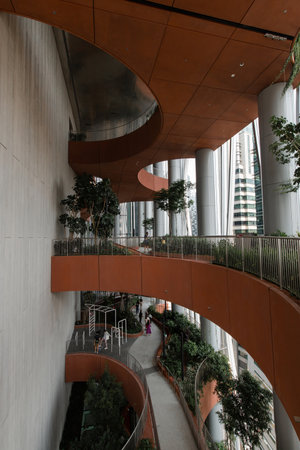 Singapore - May 20, 2022: Curve architecture structure at Capita Spring.のeditorial素材