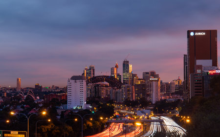 Sydney, Australia - July 16, 2022: Sydney city view at dusk.のeditorial素材