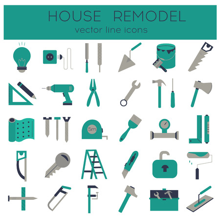 Modern flat line tools icons set for home improvementのイラスト素材