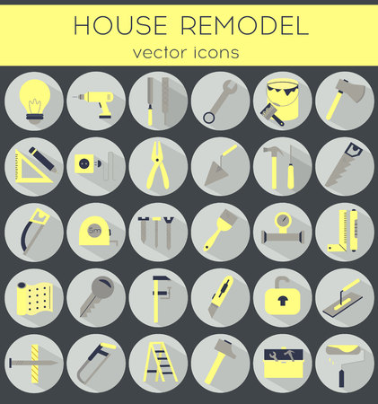 Modern flat line tools icons set for home improvementのイラスト素材