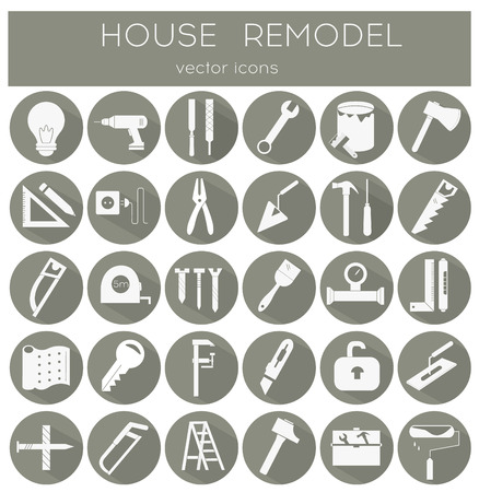 Modern flat line tools icons set for home improvementのイラスト素材