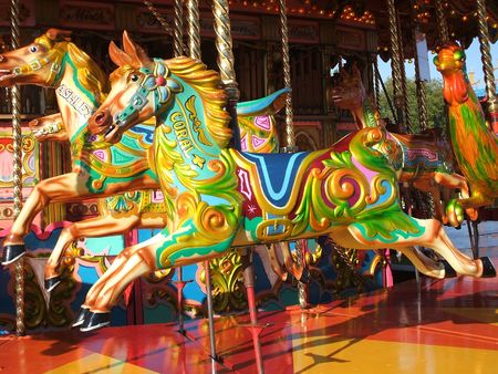 A Carousel Horse on a Fun Fair Ride.の写真素材