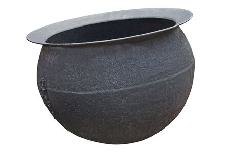 A Traditional Large Black Iron Metal Cauldron.の写真素材