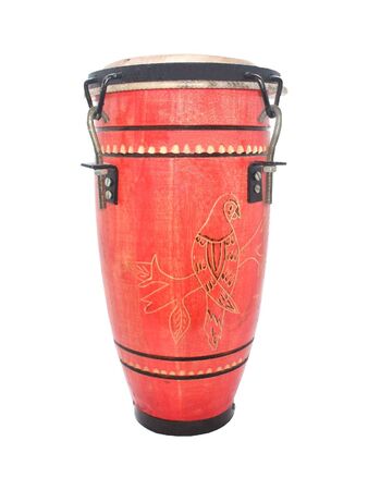 A Typical Red Wooden Caribbean Bongo Drum.の写真素材