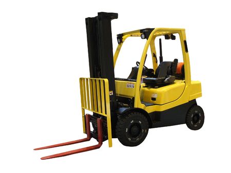 An Industrial Motorised Yellow Fork Lift Truck.の写真素材