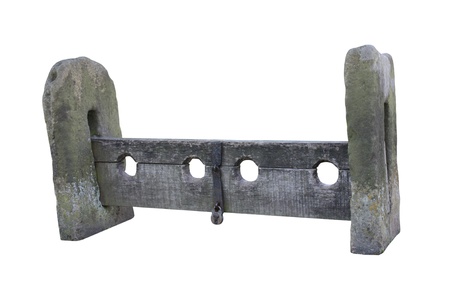 A Set of Stone and Wooden Medieval Stocks.の写真素材