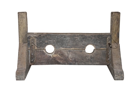 A Wooden Set of Medieval Punishment Stocks.の写真素材