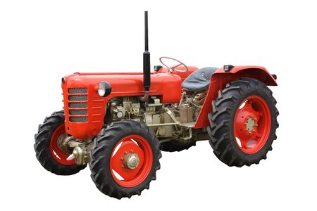 A Classic Vintage Agricultural Red Farming Tractor.の写真素材