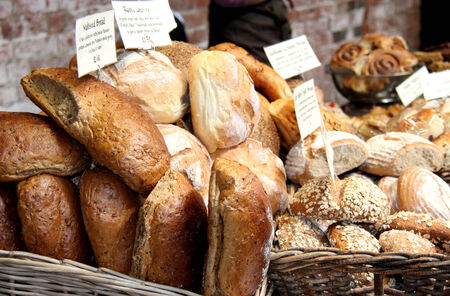 A Display of Newly Baked Bread Loaves for Sale.