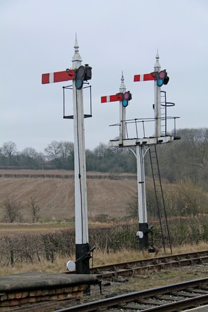 Two Sets of Traditional Vintage Railway Train Signals.の写真素材