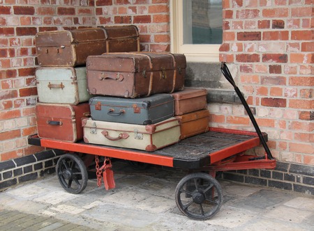 An Old Style Railway Platform Luggage Trolley.の写真素材