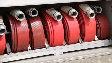 The Hoses of a Classic Fire Engine Tender.の写真素材