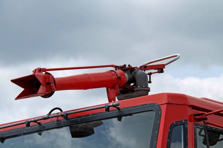 A Foam Spray Nozzle on the Roof of a Fire Engine.
