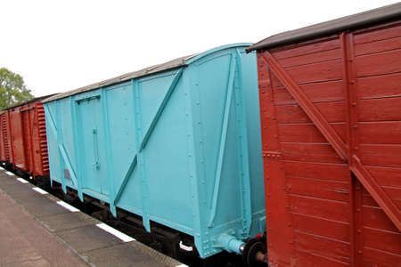 A Train of Vintage Railway Freight Wagons.