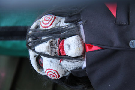 A Scary Monster Face of a Decorated Mans Head.の写真素材