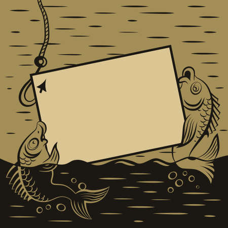 Fishes keep the framework for advertising retro illustrationのイラスト素材