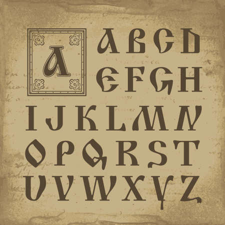 Retro alphabet in old Russian style vector illustrationのイラスト素材