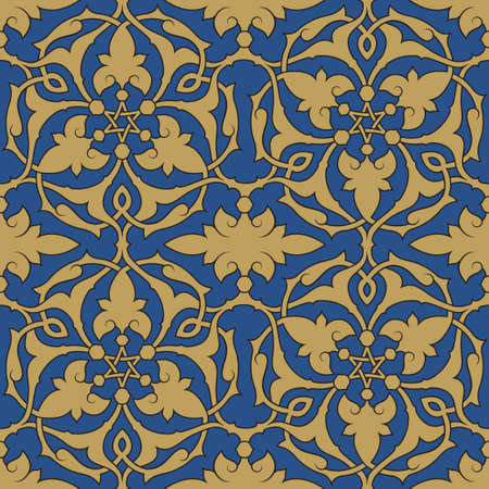 Abstract tribal ethnic seamless background, ornamental lace pattern in islamic style, geometric vector ornamentのイラスト素材