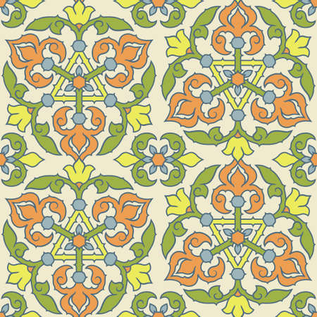Abstract tribal ethnic seamless background, ornamental lace pattern in islamic style, geometric vector ornamentのイラスト素材