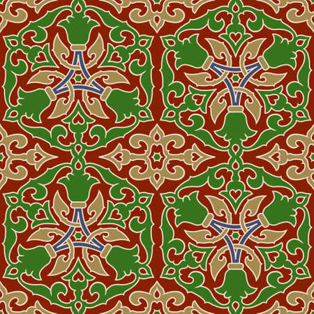 Abstract tribal ethnic seamless background, ornamental lace pattern in islamic style, geometric vector ornamentのイラスト素材
