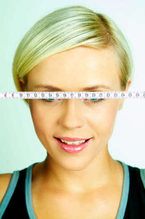 Woman body is being measuredの写真素材