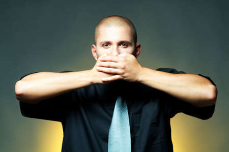 A businessman doing hands gestureの写真素材