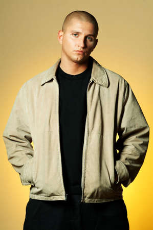 Male model doing hand gestureの写真素材