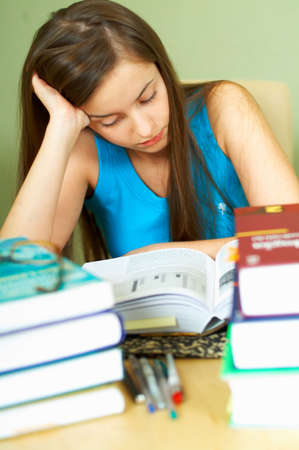 Young beautiful woman learning