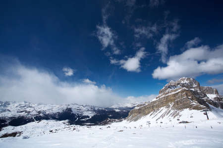 Beautiful mountain view of snowy Italian Dolomitesの写真素材