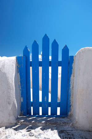 Wonderful view of City buildings and bay on Santorini, Greeceの写真素材
