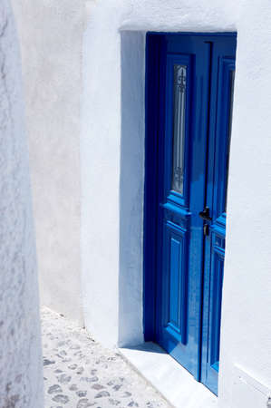 Wonderful view of City buildings and bay on Santorini, Greeceの写真素材