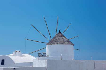 Wonderful view of City buildings and bay on Santorini, Greeceの写真素材