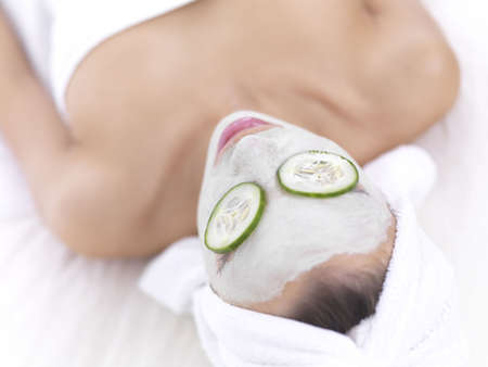 Portrait of beautiful woman during spa treatmentの写真素材